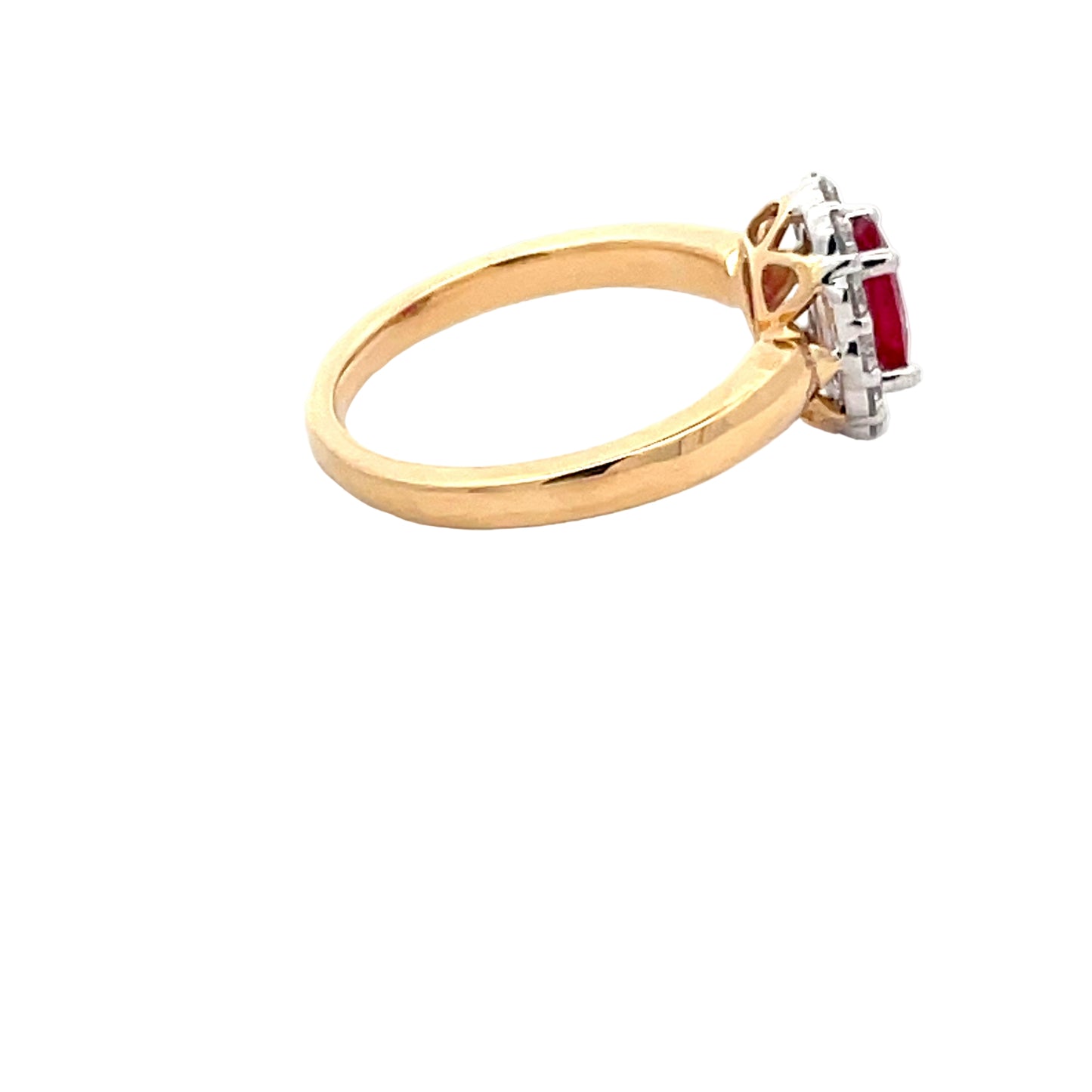 Ruby and Round Brilliant Cut Diamond Cluster Ring Gardiner Brothers