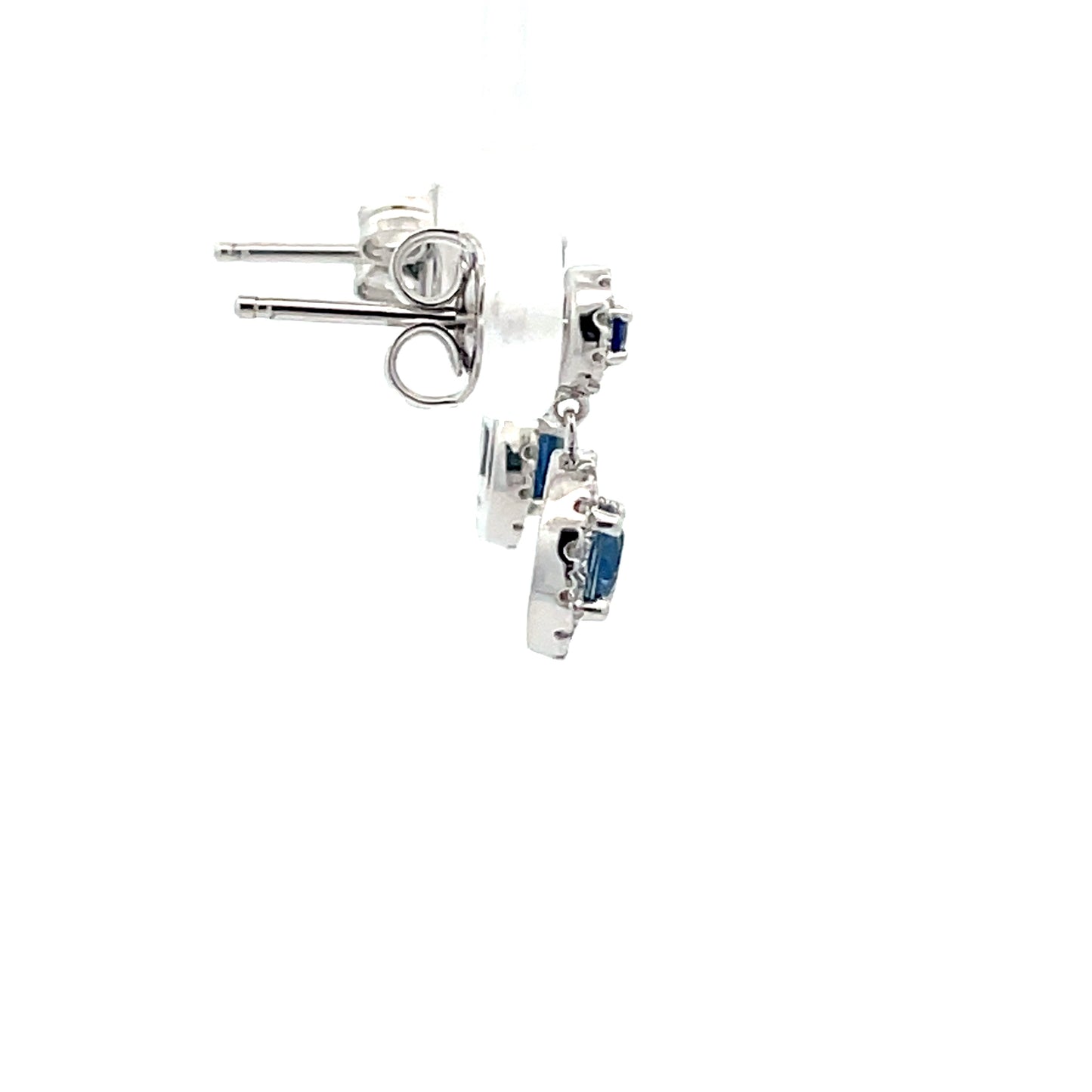 Sapphire and diamond drop halo style earrings Gardiner Brothers