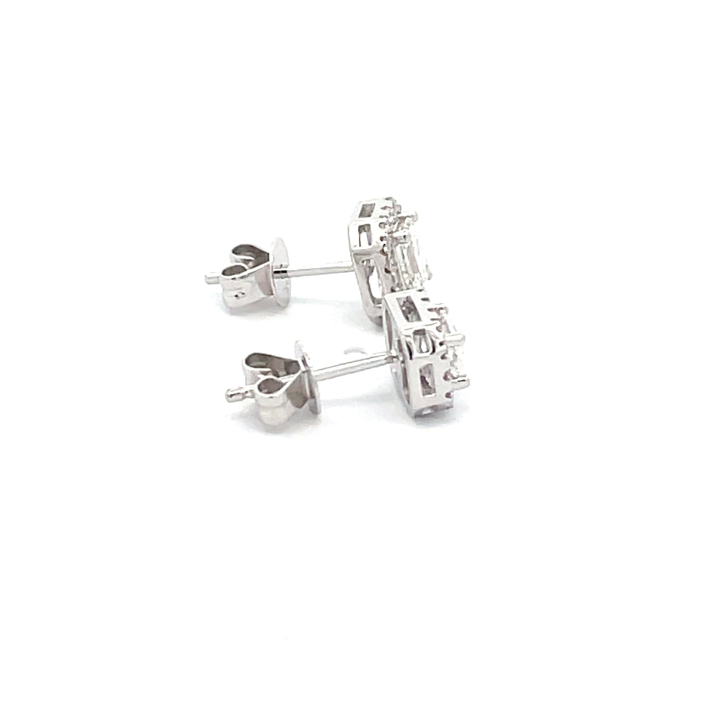 Emerald cut Diamond Halo Style Earrings Gardiner Brothers