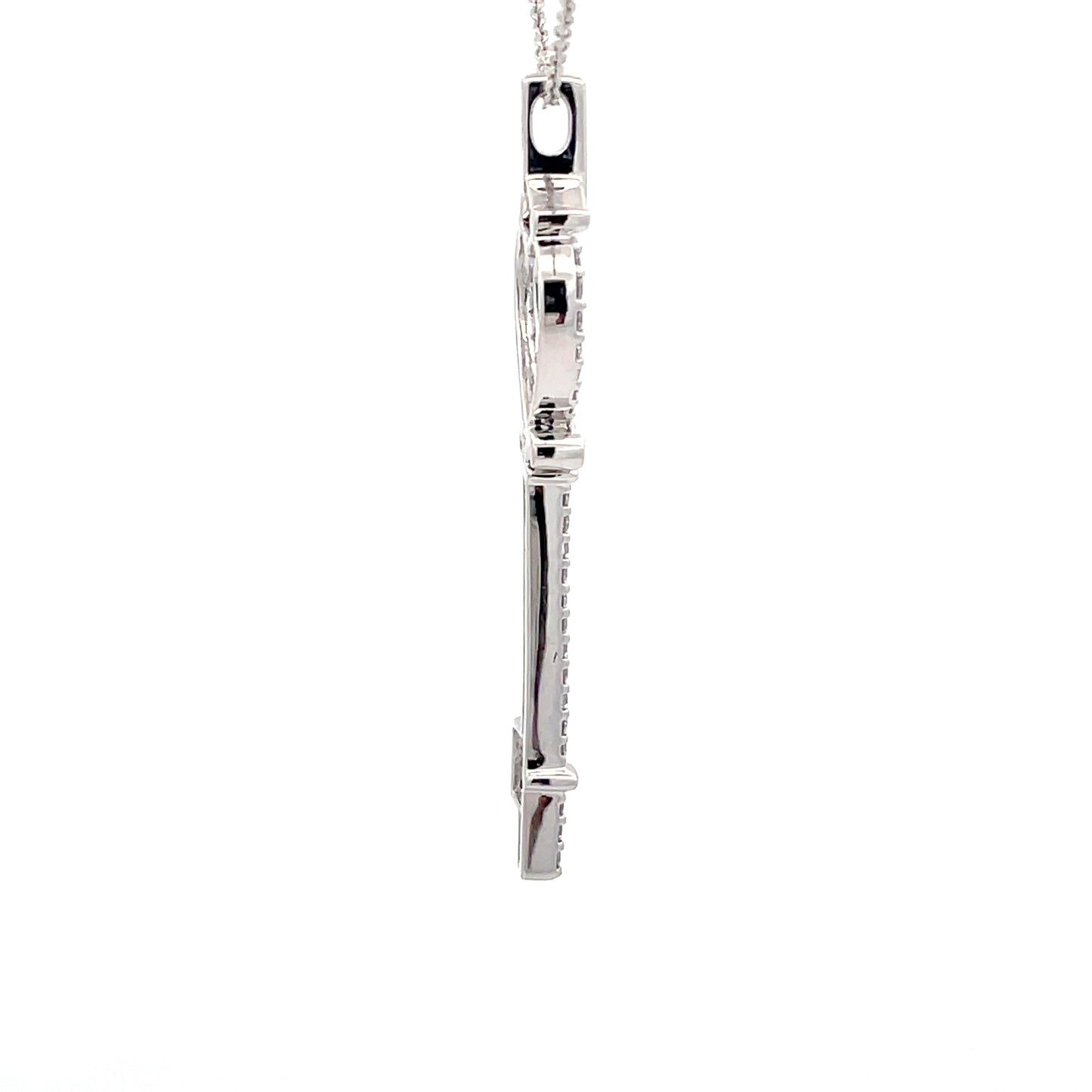 White Gold Diamond Key shaped pendant Gardiner Brothers