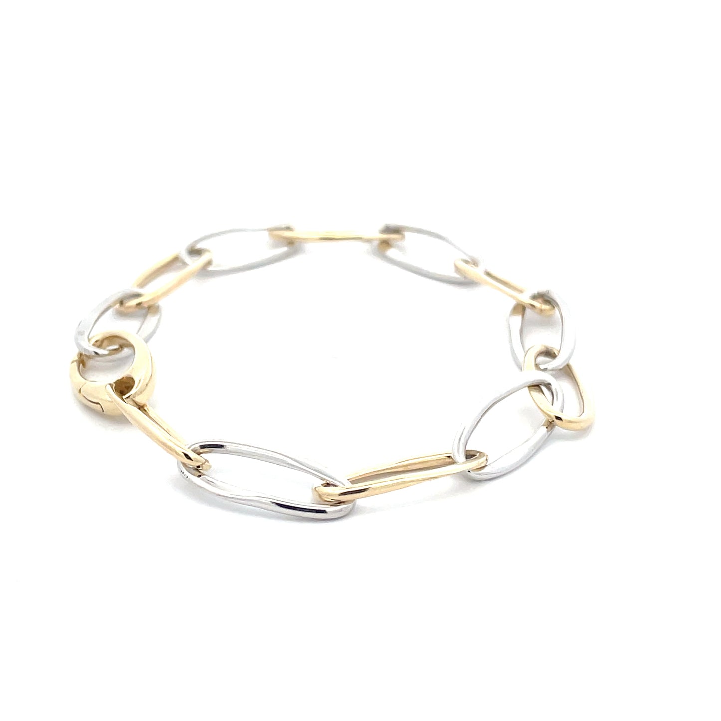 Yellow and white Gold Wavy Link Style Bracelet Gardiner Brothers