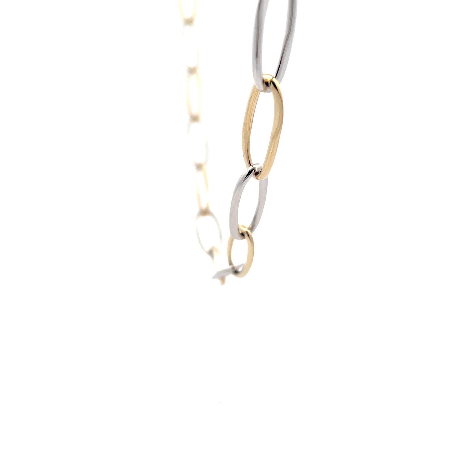 Yellow and white Gold Wavy Link Style Necklet Gardiner Brothers