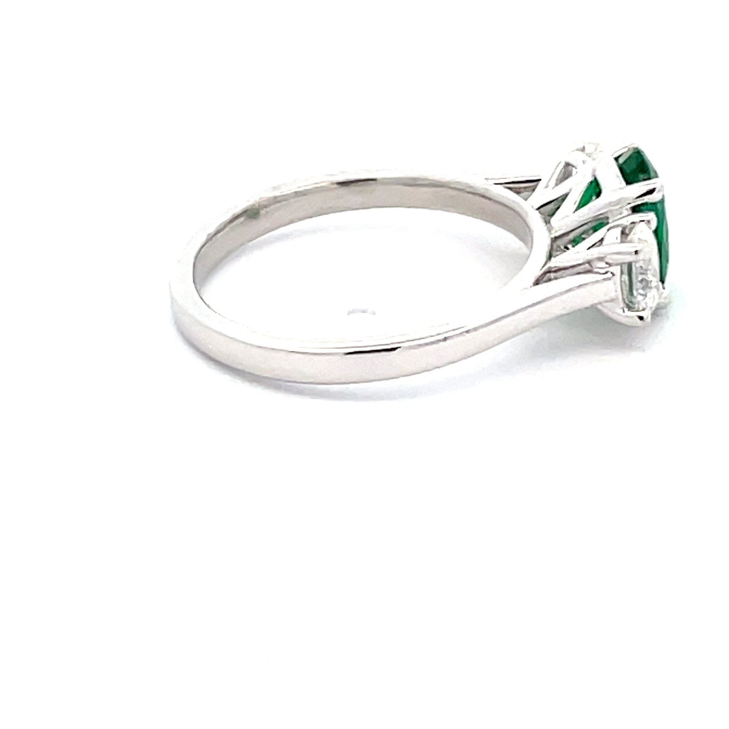 Emerald and Oval Shaped Diamond 3 Stone Ring Gardiner Brothers