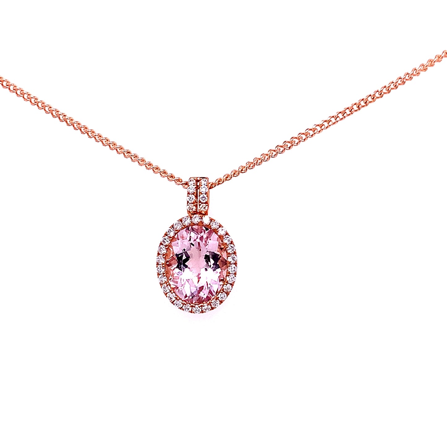 Morganite and Diamond Halo Pendant Gardiner Brothers