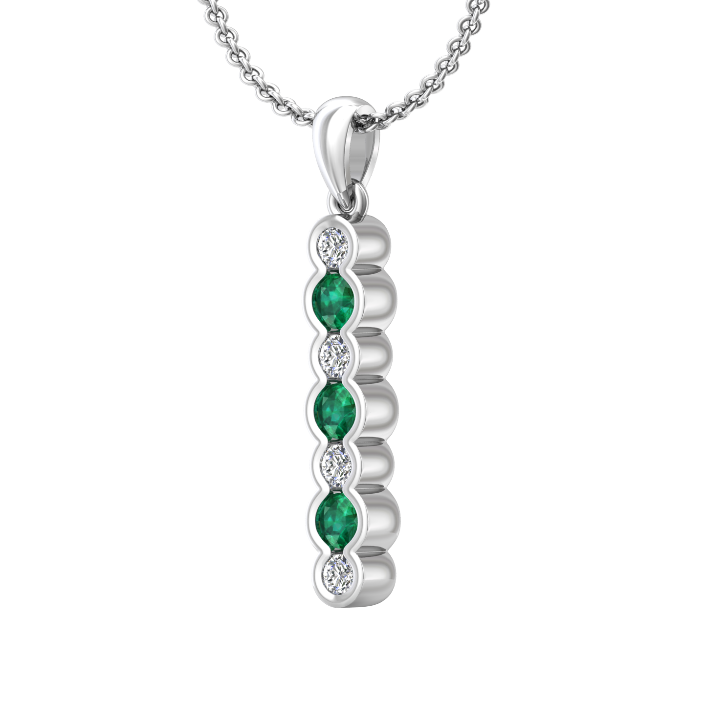 Eclipse Collection Emerald and Diamond Stick Pendant  Gardiner Brothers   