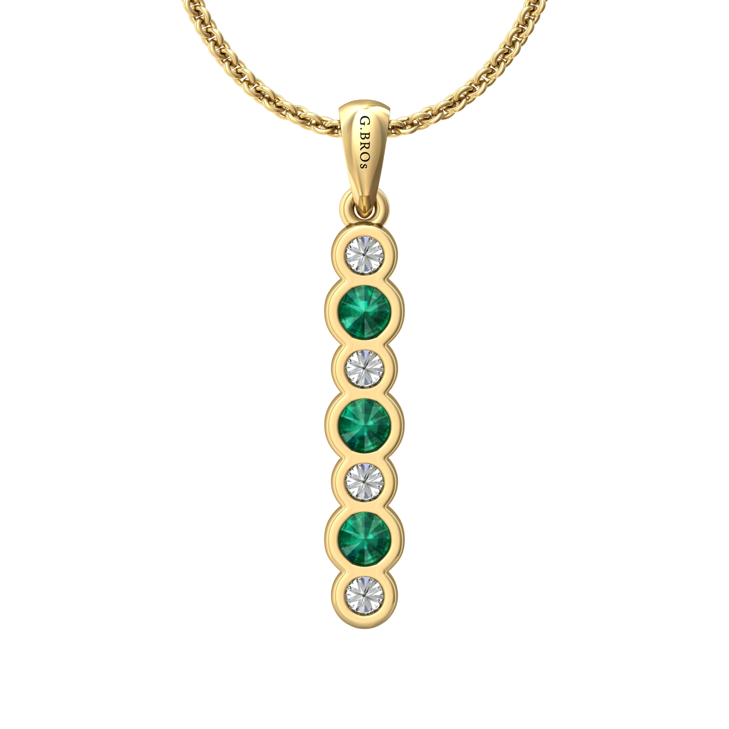 Eclipse Collection Emerald and Diamond Stick Pendant Gardiner Brothers