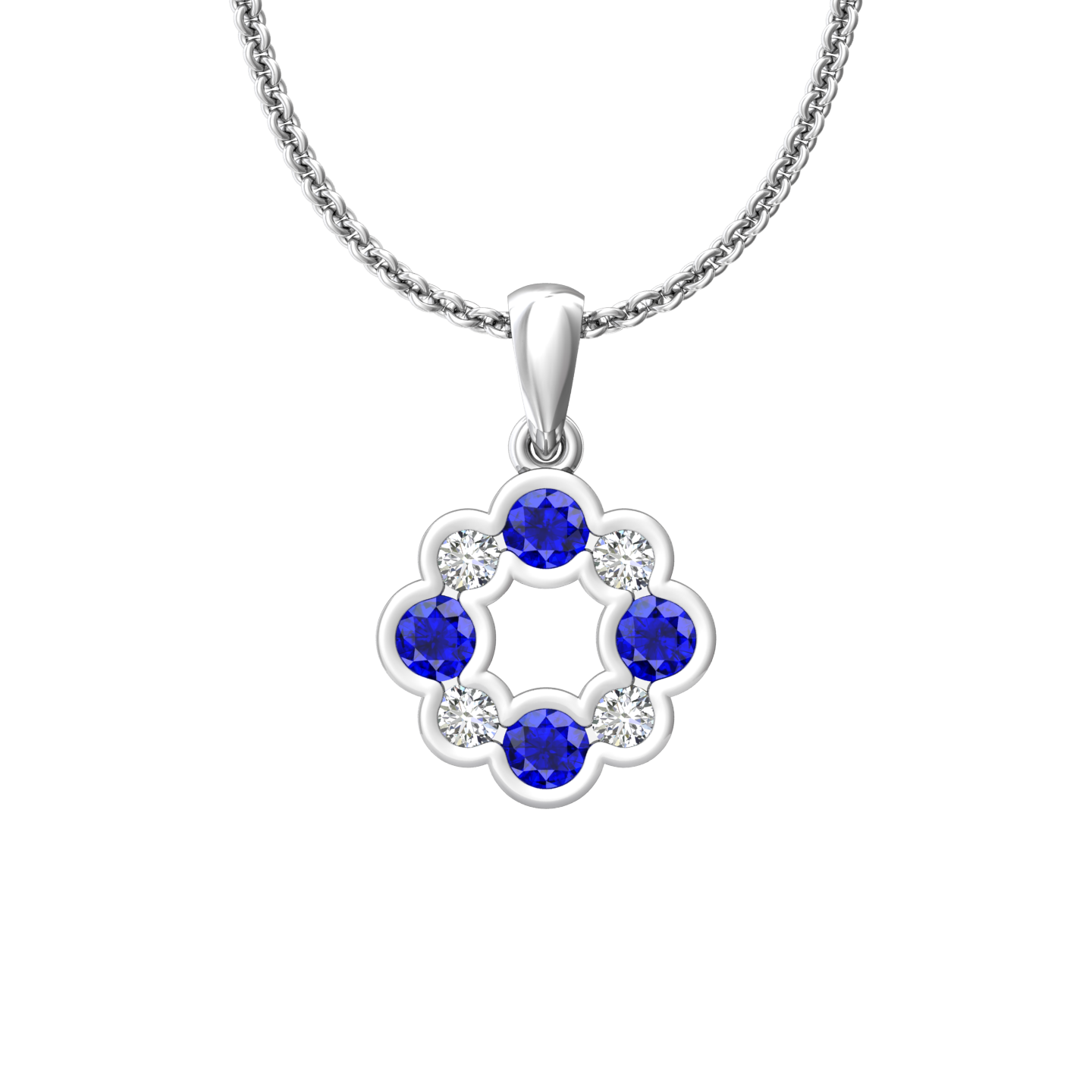 Eclipse Collection Sapphire and Diamond Circle Pendant  Gardiner Brothers 18ct White Gold  