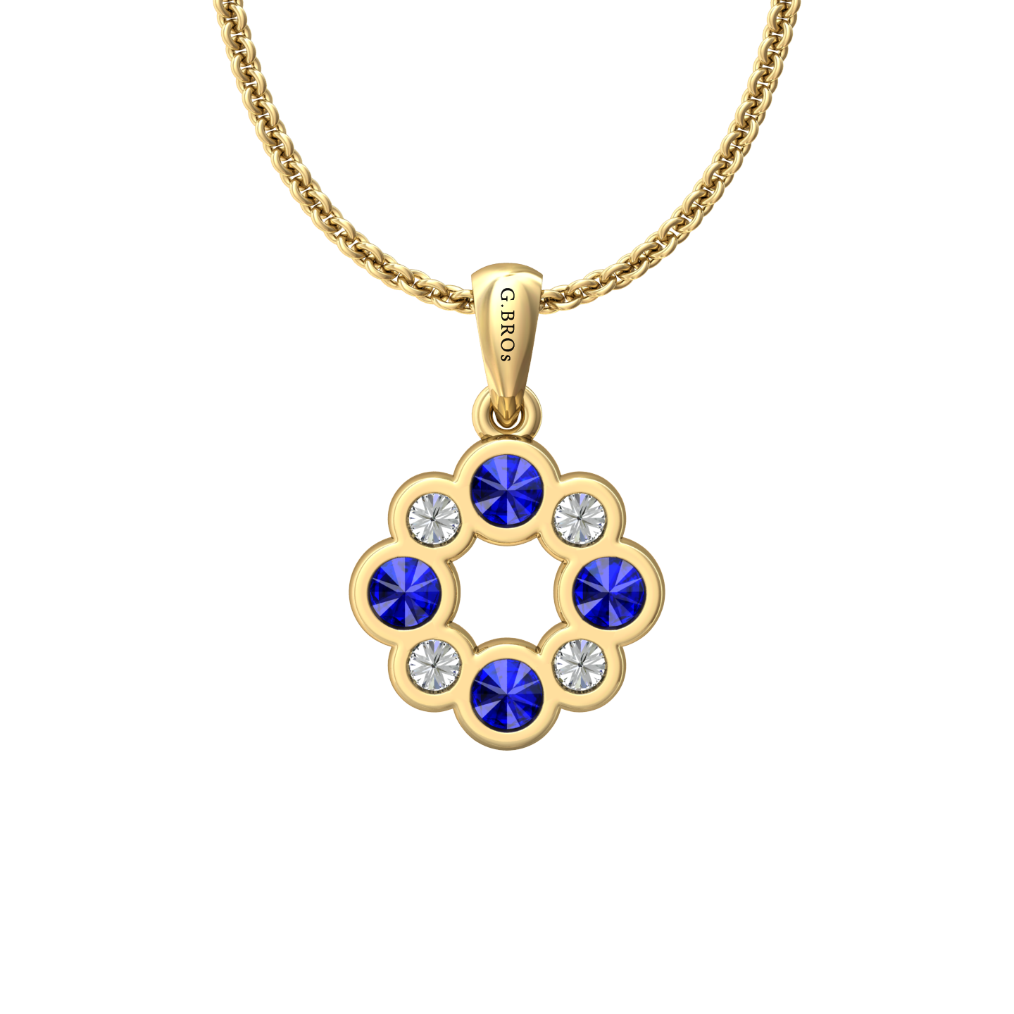 Eclipse Collection Sapphire and Diamond Circle Pendant Gardiner Brothers