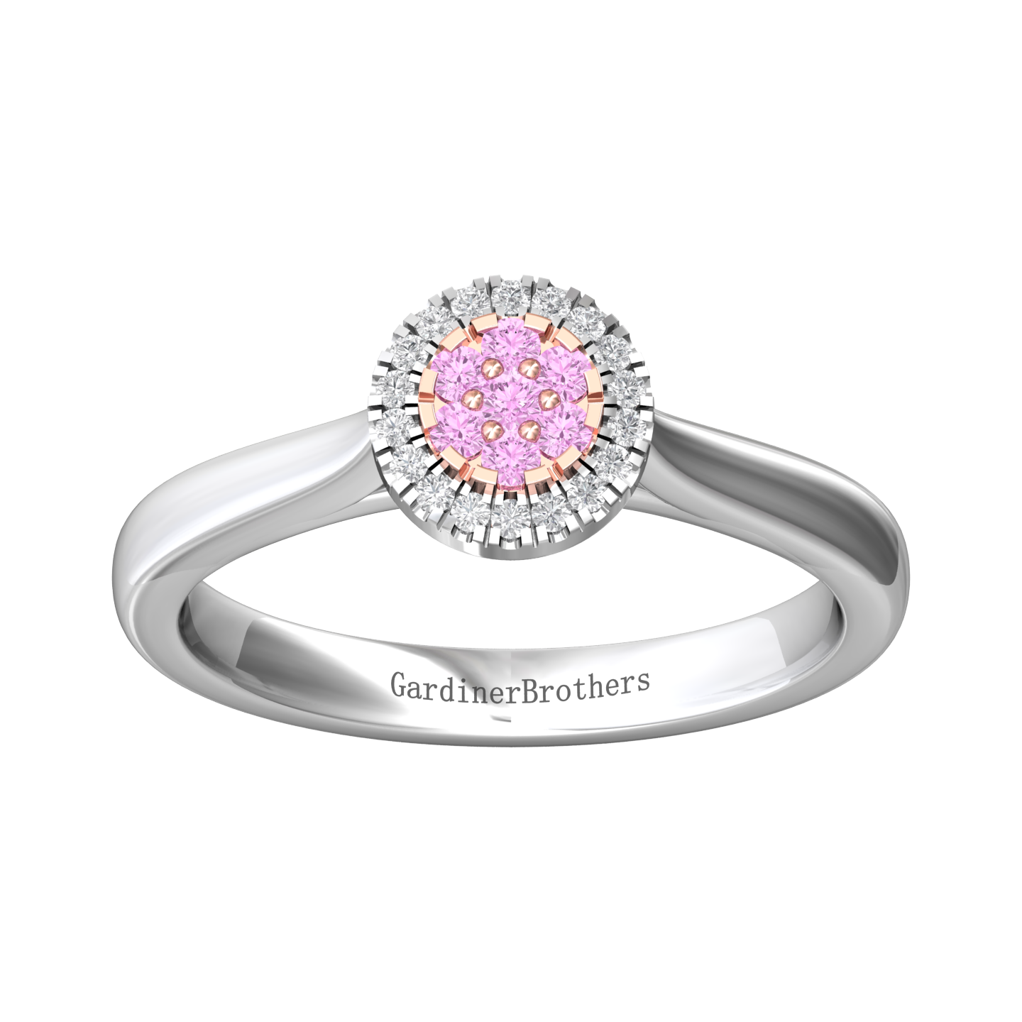 Diamond Cluster Style Ring Set With Pink Diamonds  Gardiner Brothers   