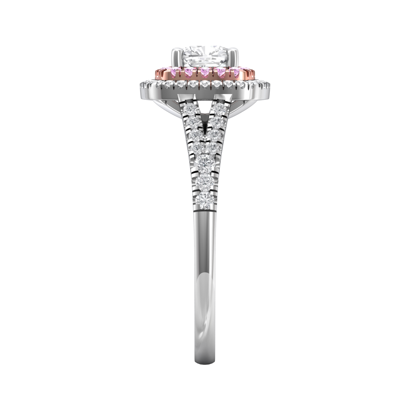 Cushion Cut Diamond Halo Ring Set With Pink Diamonds Gardiner Brothers