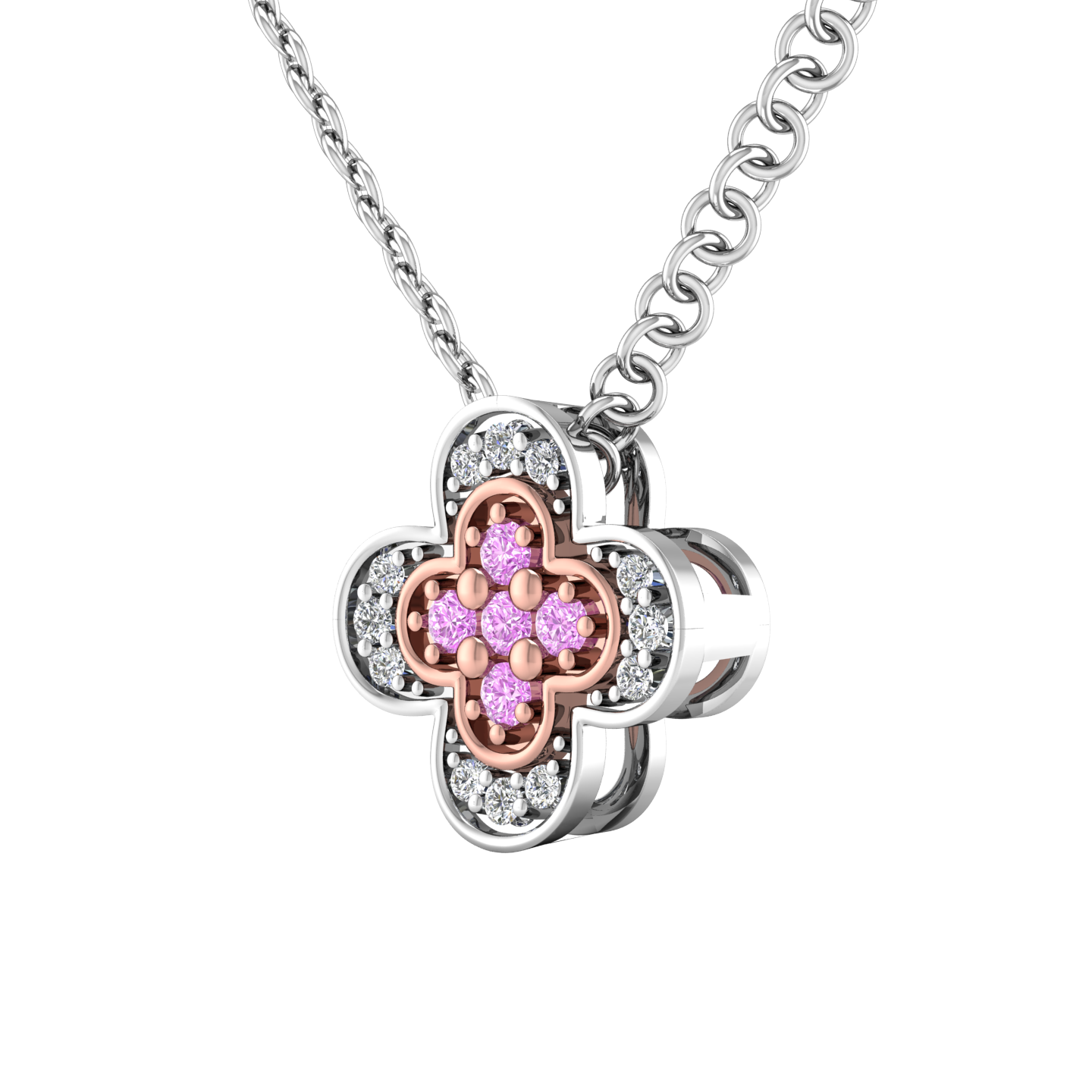 Rosa Pink Diamond, Flower Style Pendant  Gardiner Brothers   