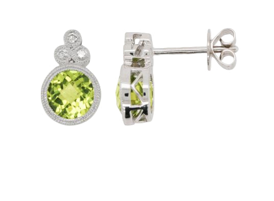 Peridot and Diamond Vintage Style Earrings Gardiner Brothers