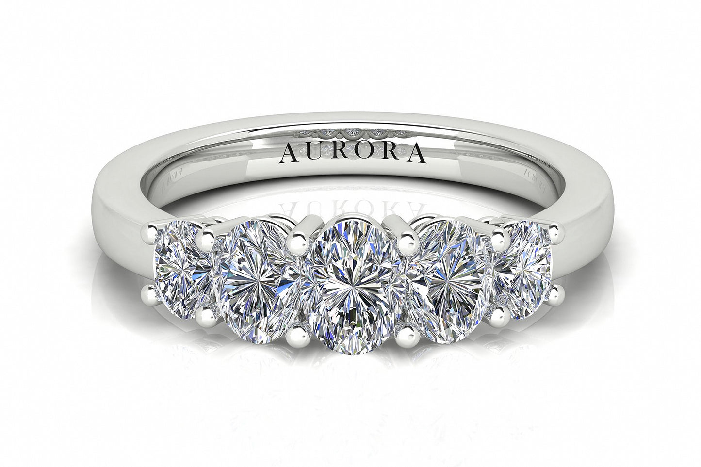 Oval Shape Aurora Diamond 5 Stone Graduated Eternity Ring Gardiner Brothers