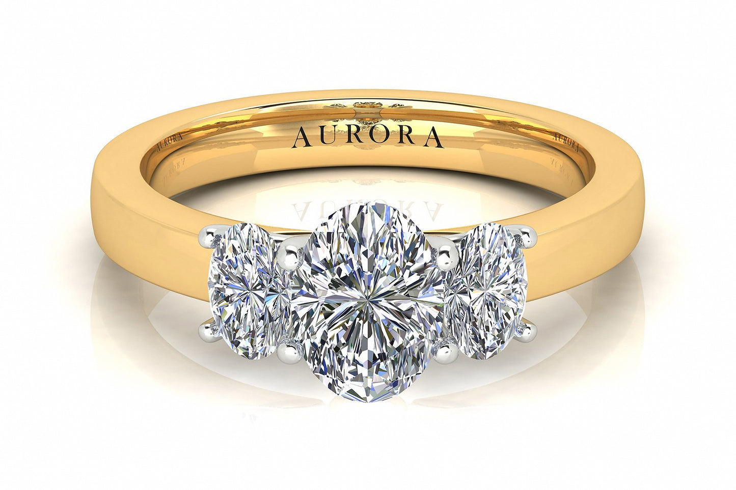 Oval Shape Aurora Diamond 3 Stone ring Gardiner Brothers