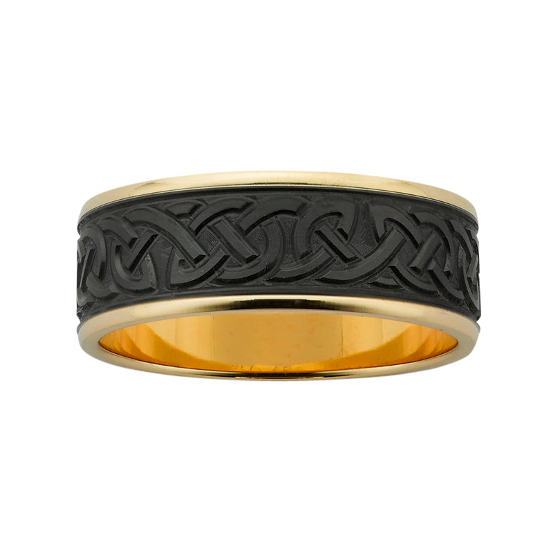 Metal ring with Celtic pattern Zircon Centre  gardiner-brothers   