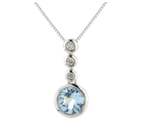 Aquamarine and Diamond Drop Pendant Gardiner Brothers