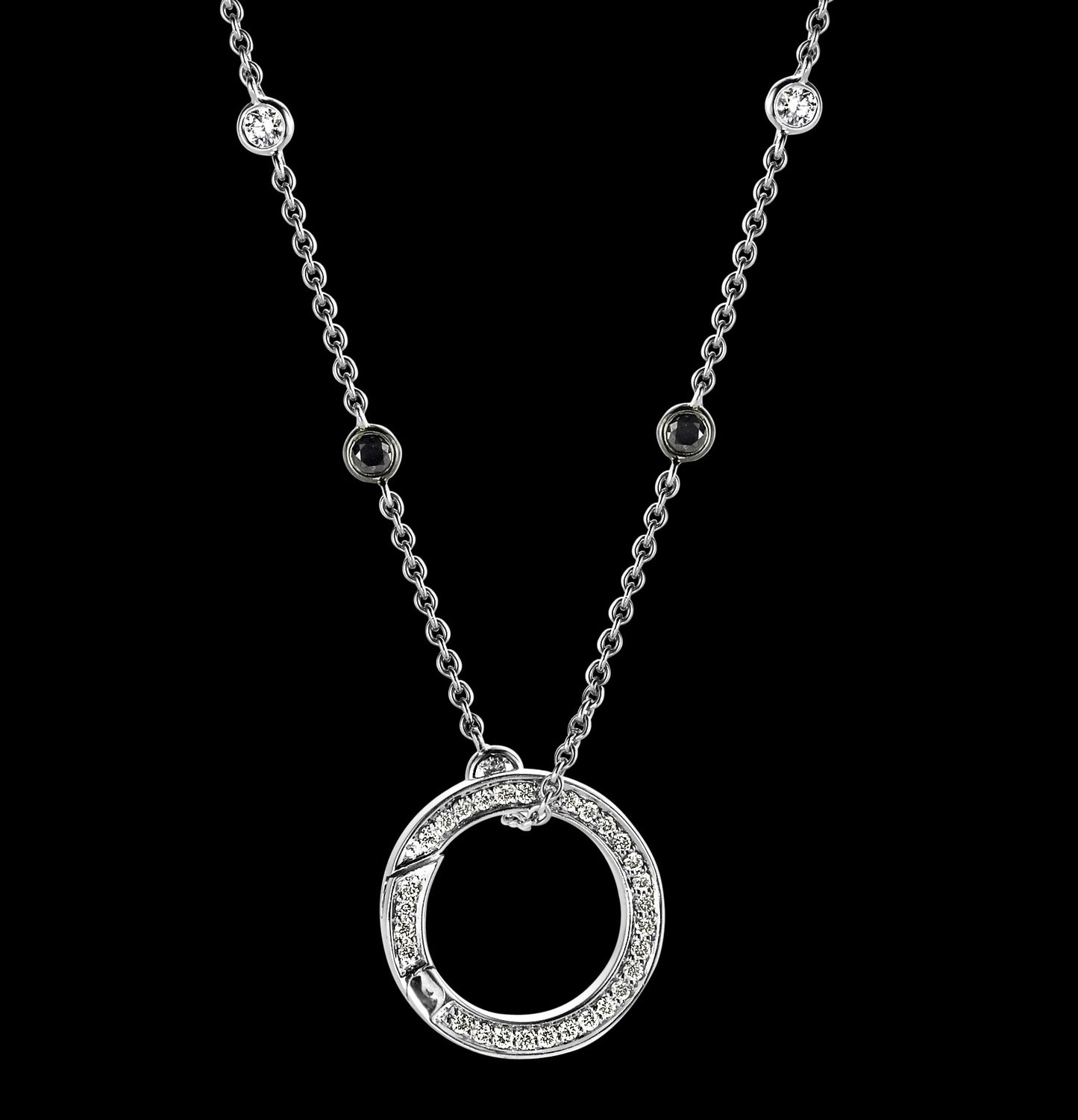 BelleChique Diamond Circle Pendant on Diamond Set Chain Gardiner Brothers