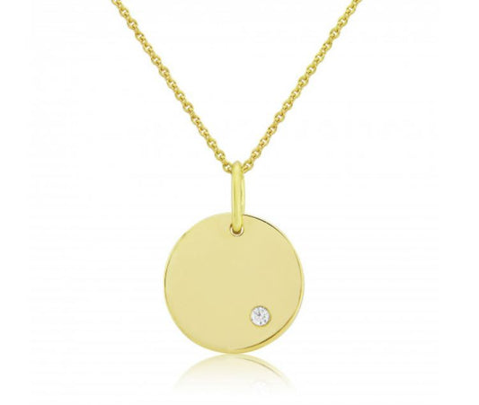 Yellow Gold Round Disc Set With a Round Brilliant Cut Diamond  Gardiner Brothers   