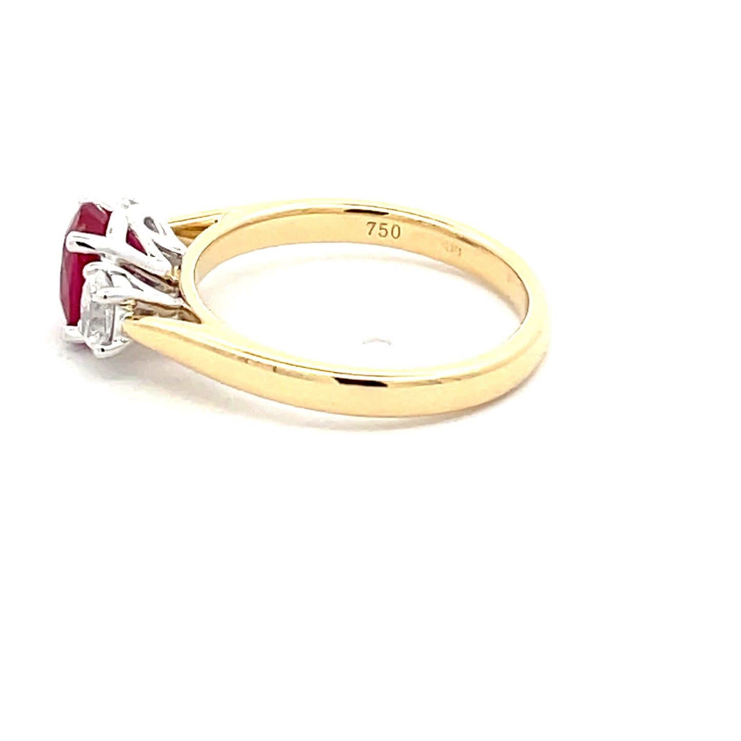 Ruby and Oval Shaped Diamond 3 Stone Ring  Gardiner Brothers   