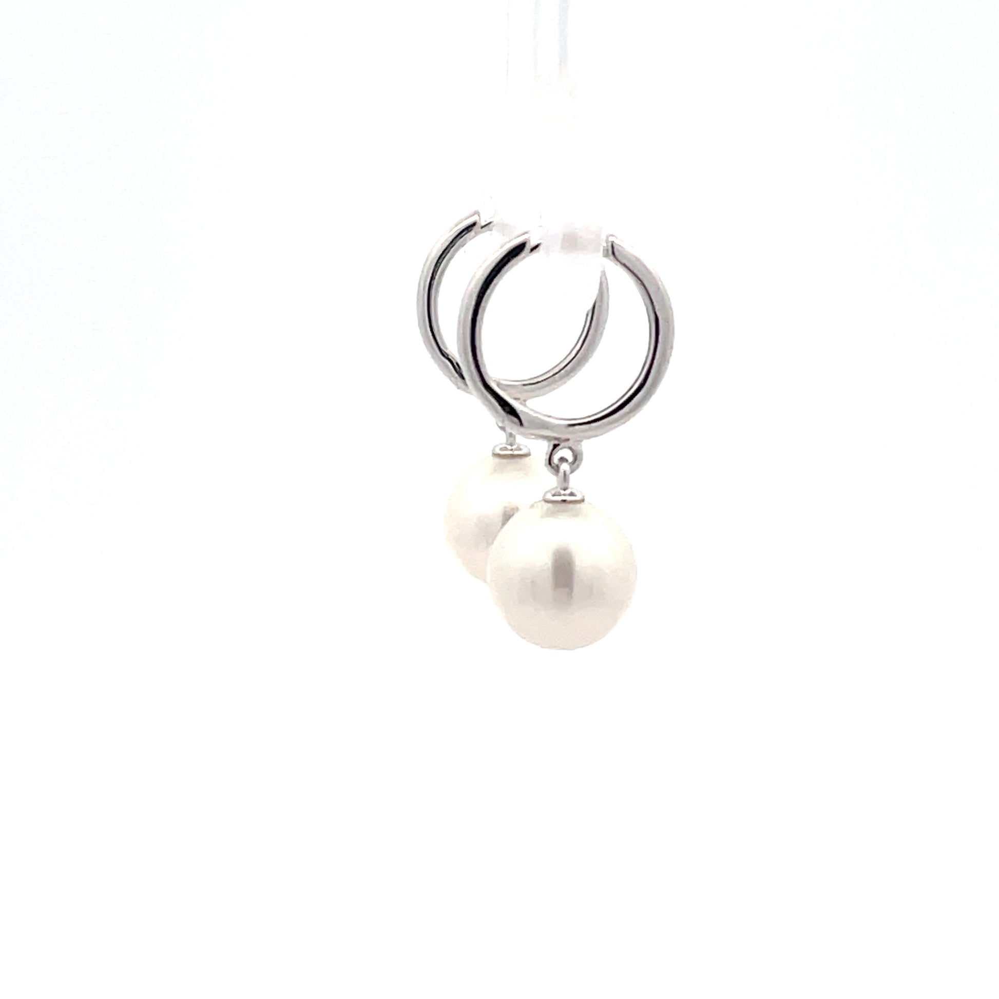 White Gold Drop Pearl Earrings  Gardiner Brothers   