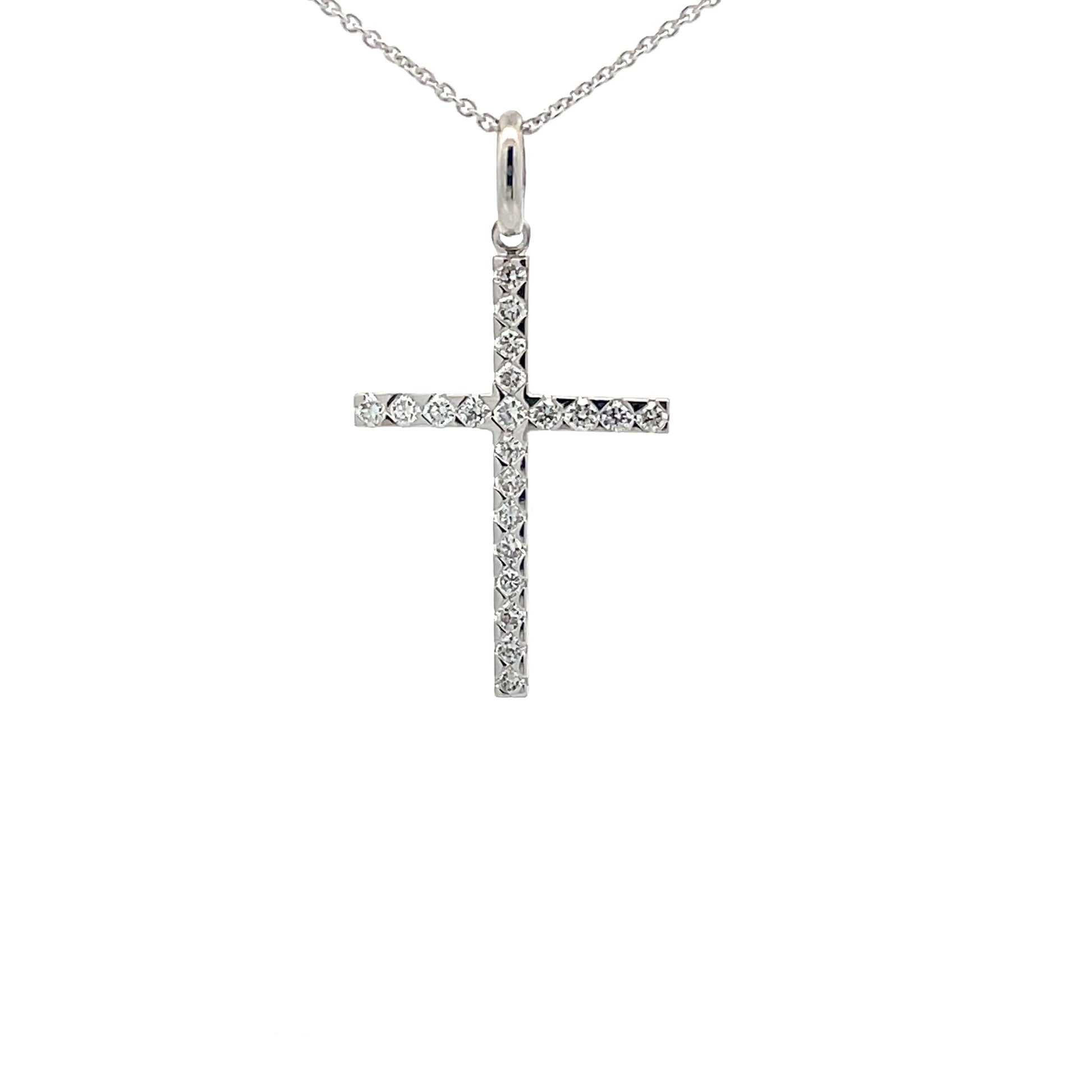 White Gold Diamond Cross Pendant  Gardiner Brothers   