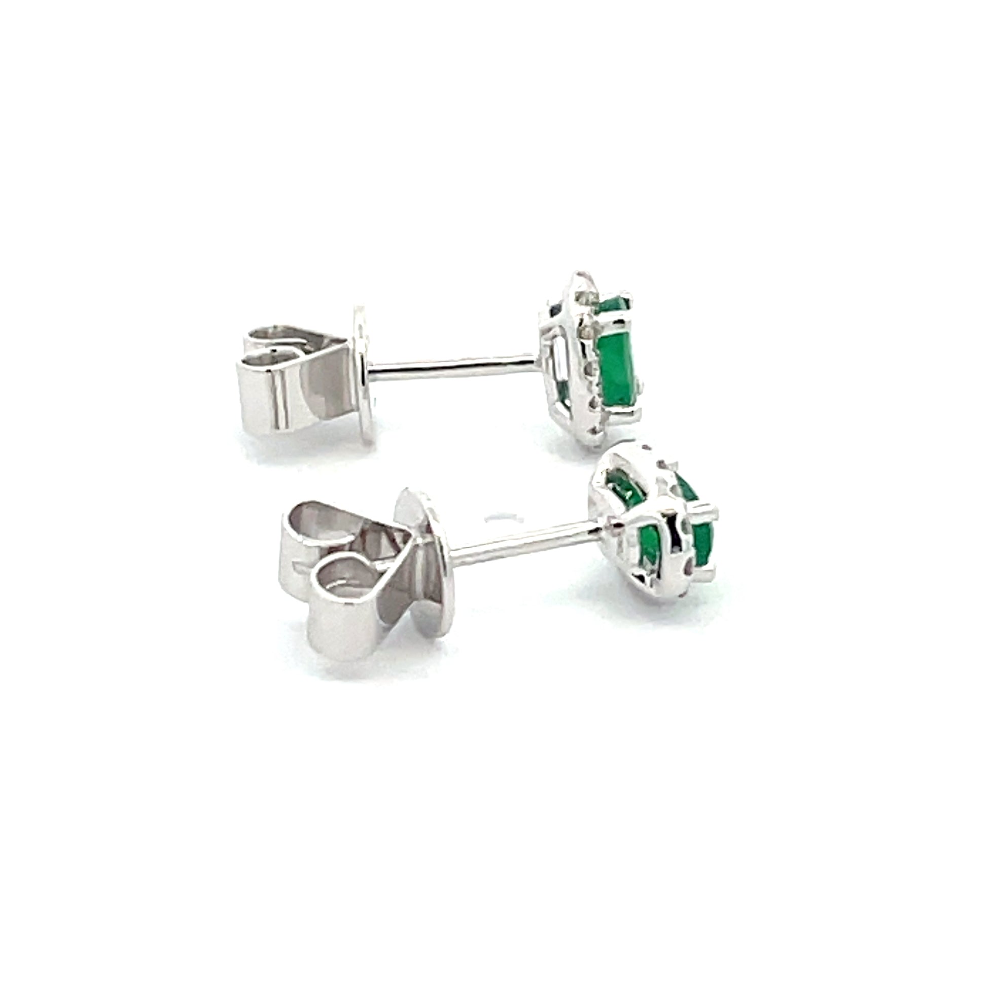 Emerald and Diamond Halo Style Earrings  Gardiner Brothers   