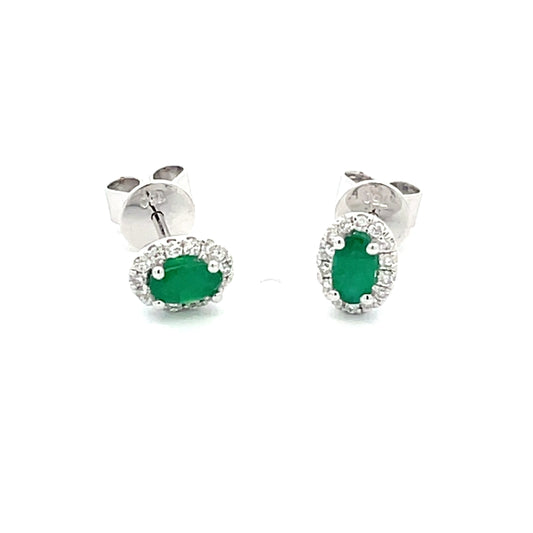 Emerald and Diamond Halo Style Earrings  Gardiner Brothers   