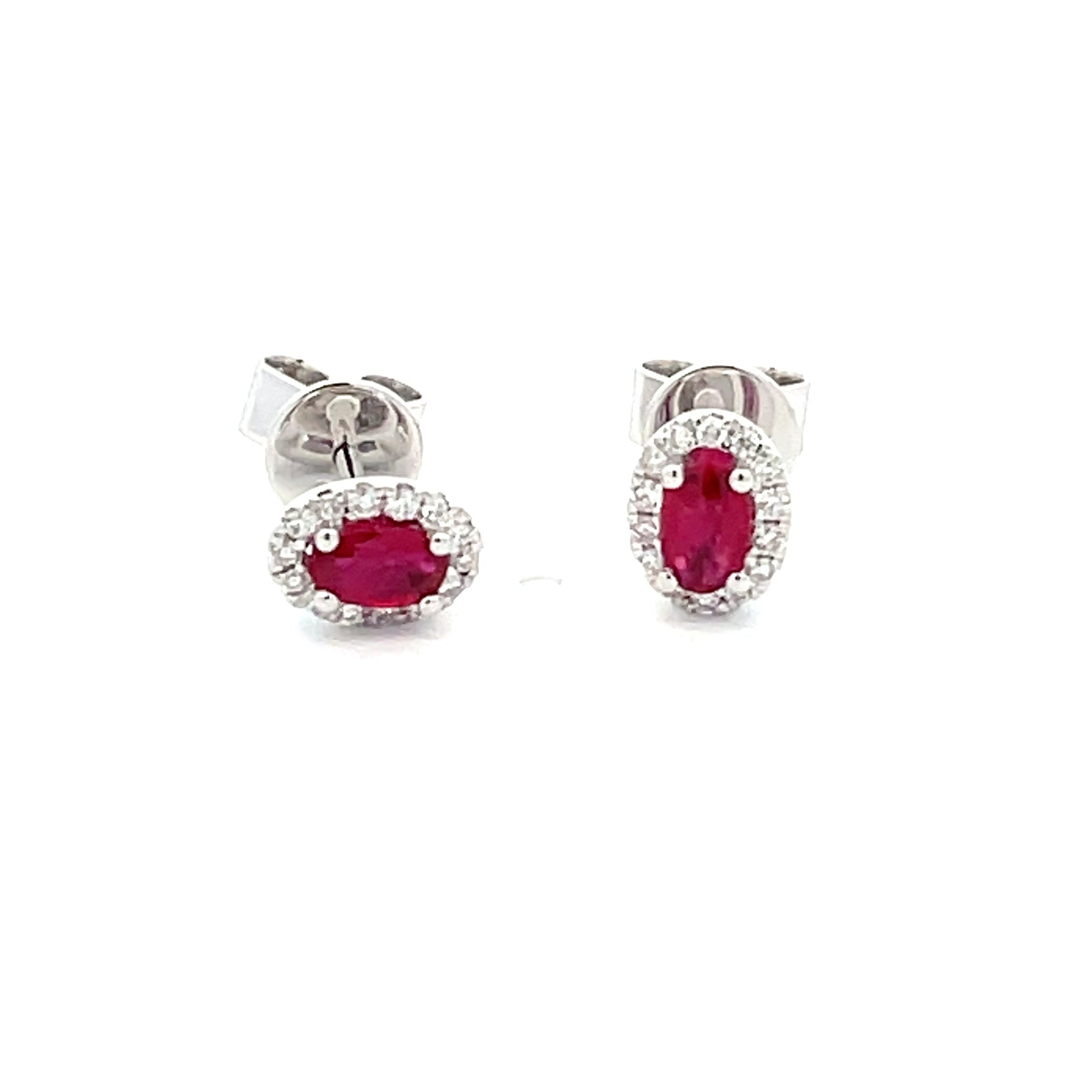 Rubie and Diamond Halo Style Earrings  Gardiner Brothers   