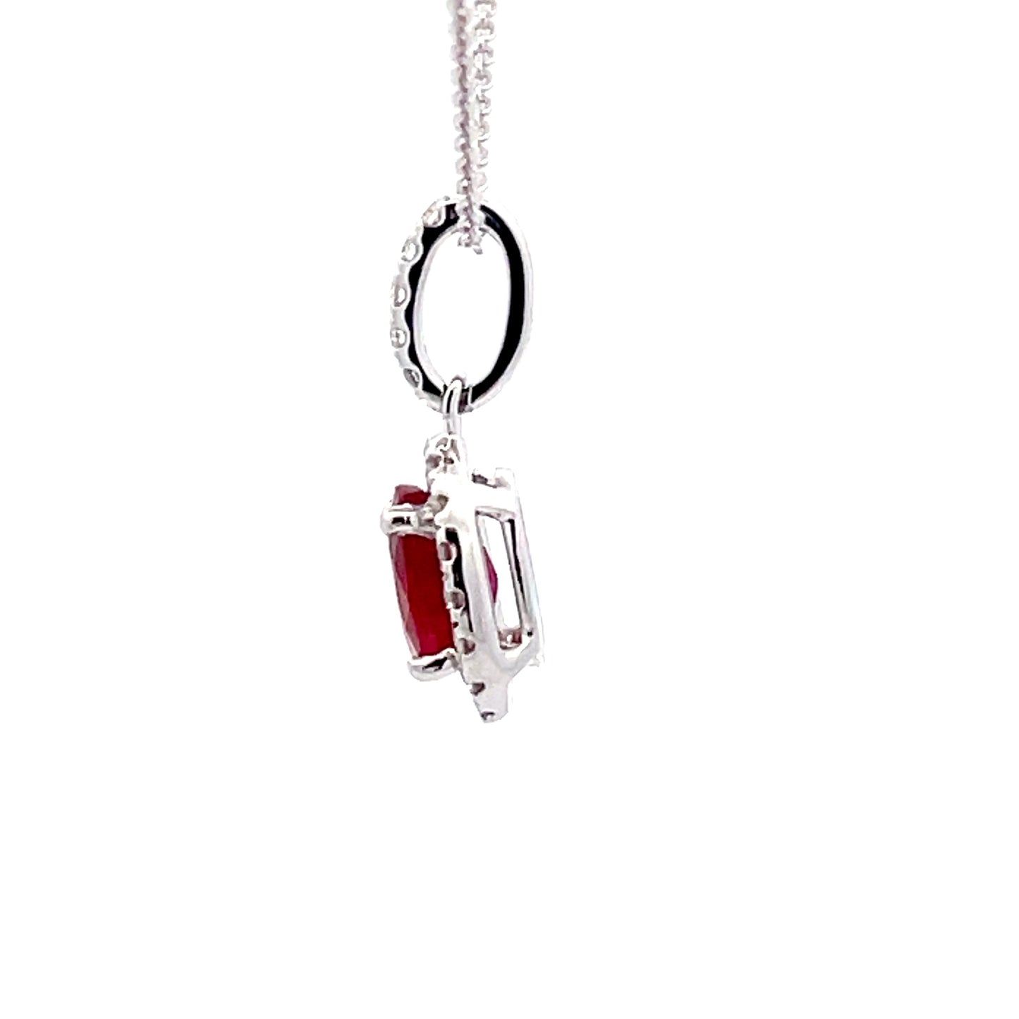 Ruby and Diamond Halo Style Pendant  Gardiner Brothers   