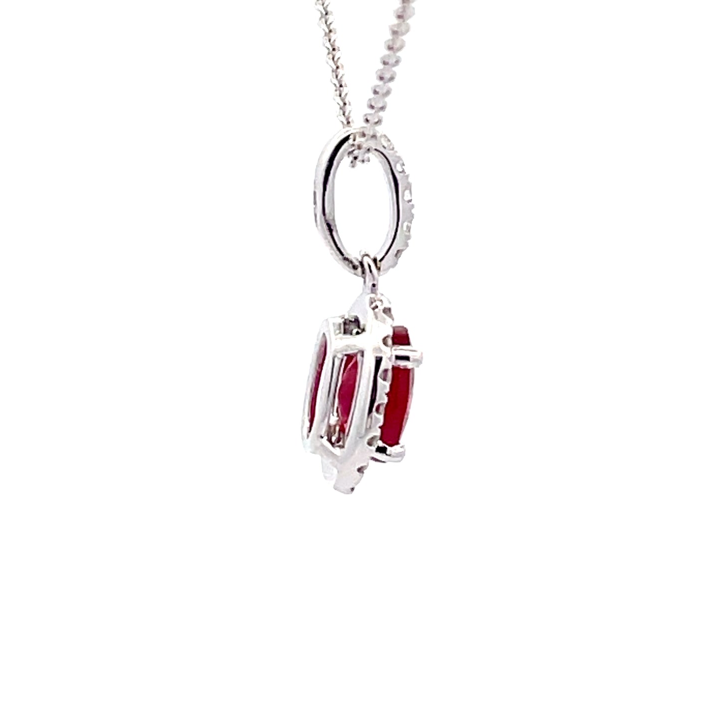 Ruby and Diamond Halo Style Pendant  Gardiner Brothers   
