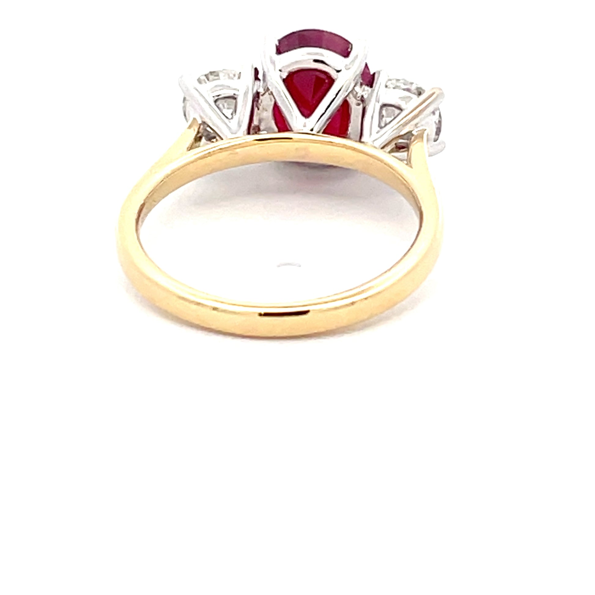 Ruby and Round Brilliant Cut Diamond 3 Stone ring  Gardiner Brothers   