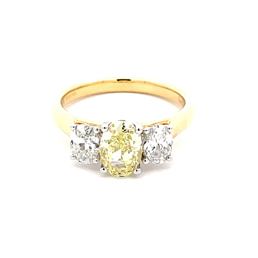 Oval Shaped Yellow diamond 3 Stone ring - 2.01cts  Gardiner Brothers   