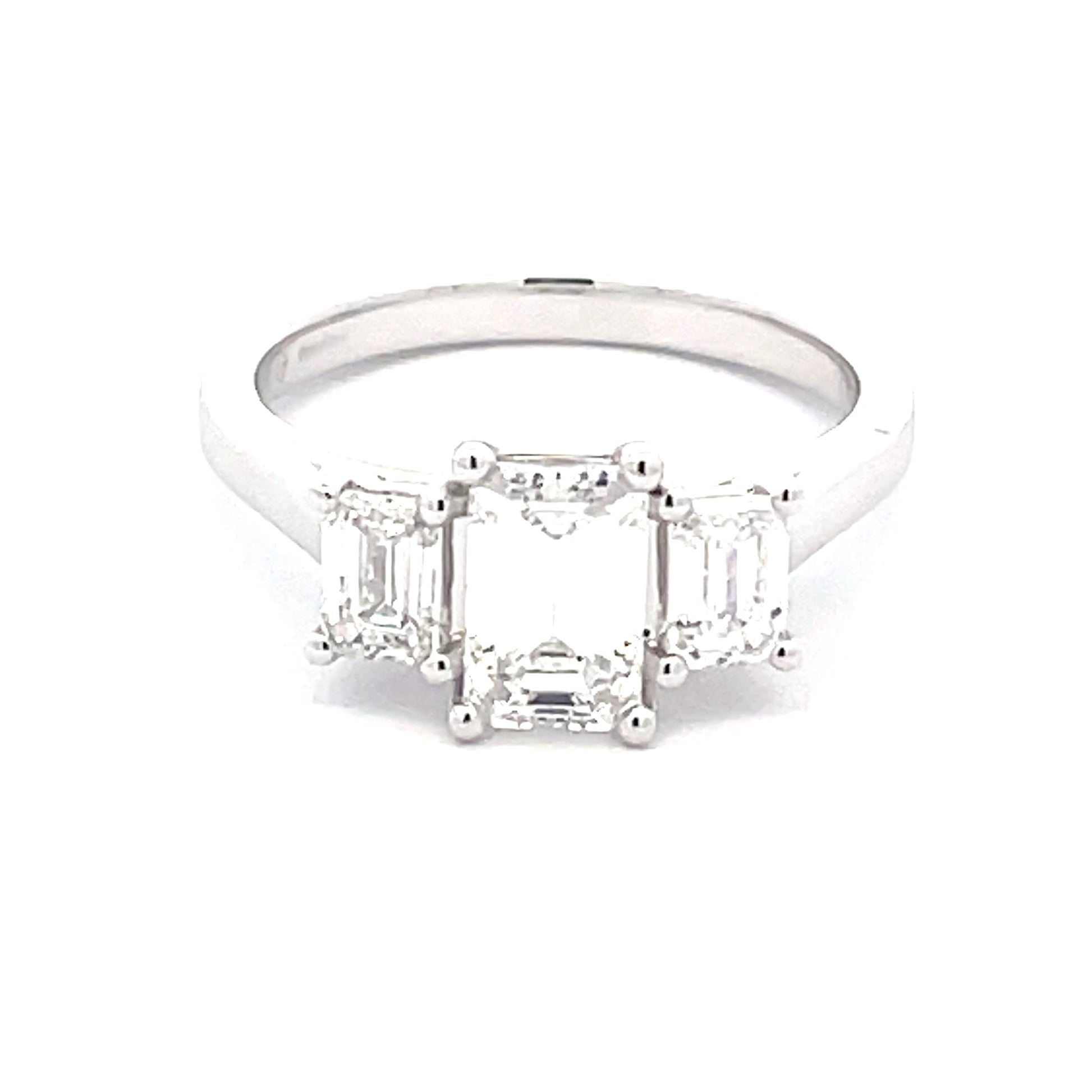 Lab Grown 3 Stone emerald cut diamond ring - 1.65cts  Gardiner Brothers   