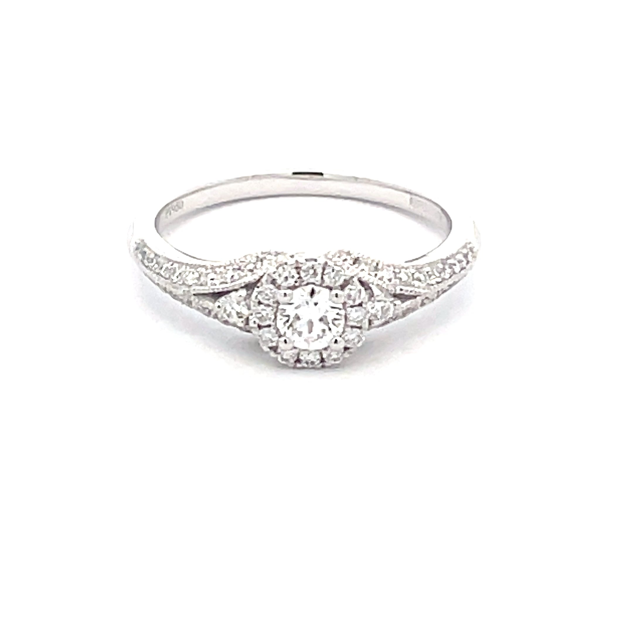 Platinum Round Brilliant Cut Diamond Halo Cluster Style Ring – Gardiner ...