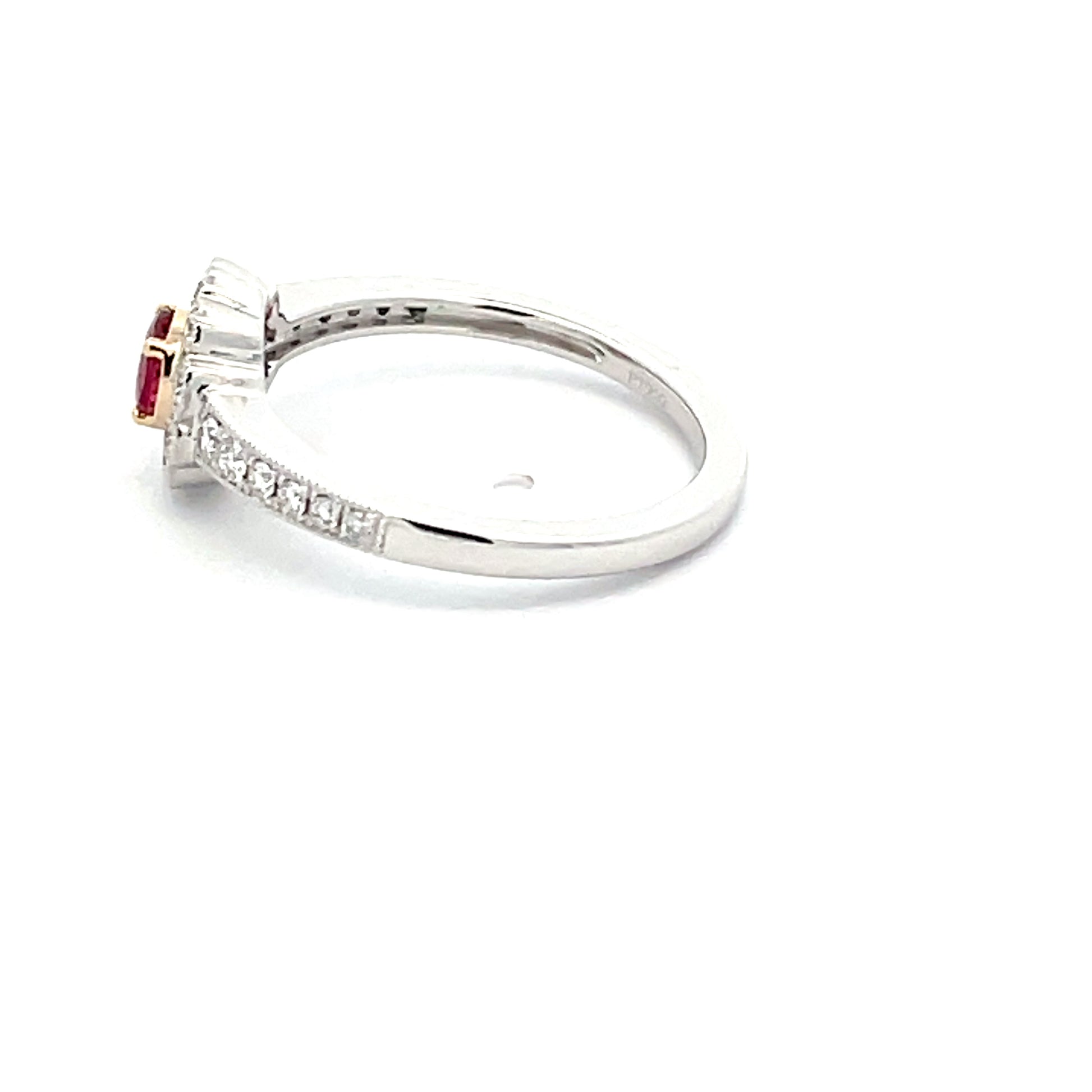 Ruby and Round Brilliant Cut Diamond, Vintage Cluster Style Ring  Gardiner Brothers   