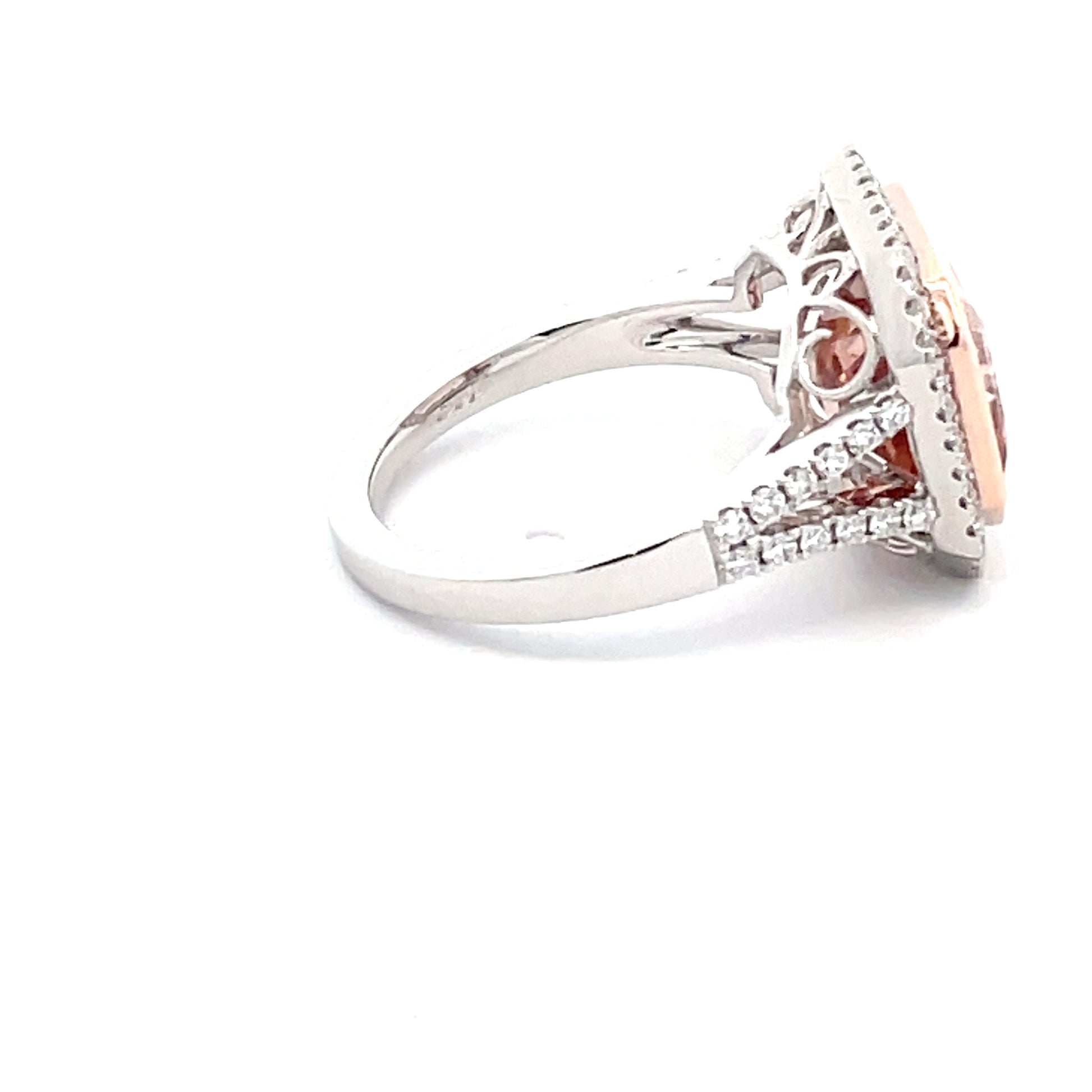 Morganite and Diamond Halo cluster style ring  Gardiner Brothers   
