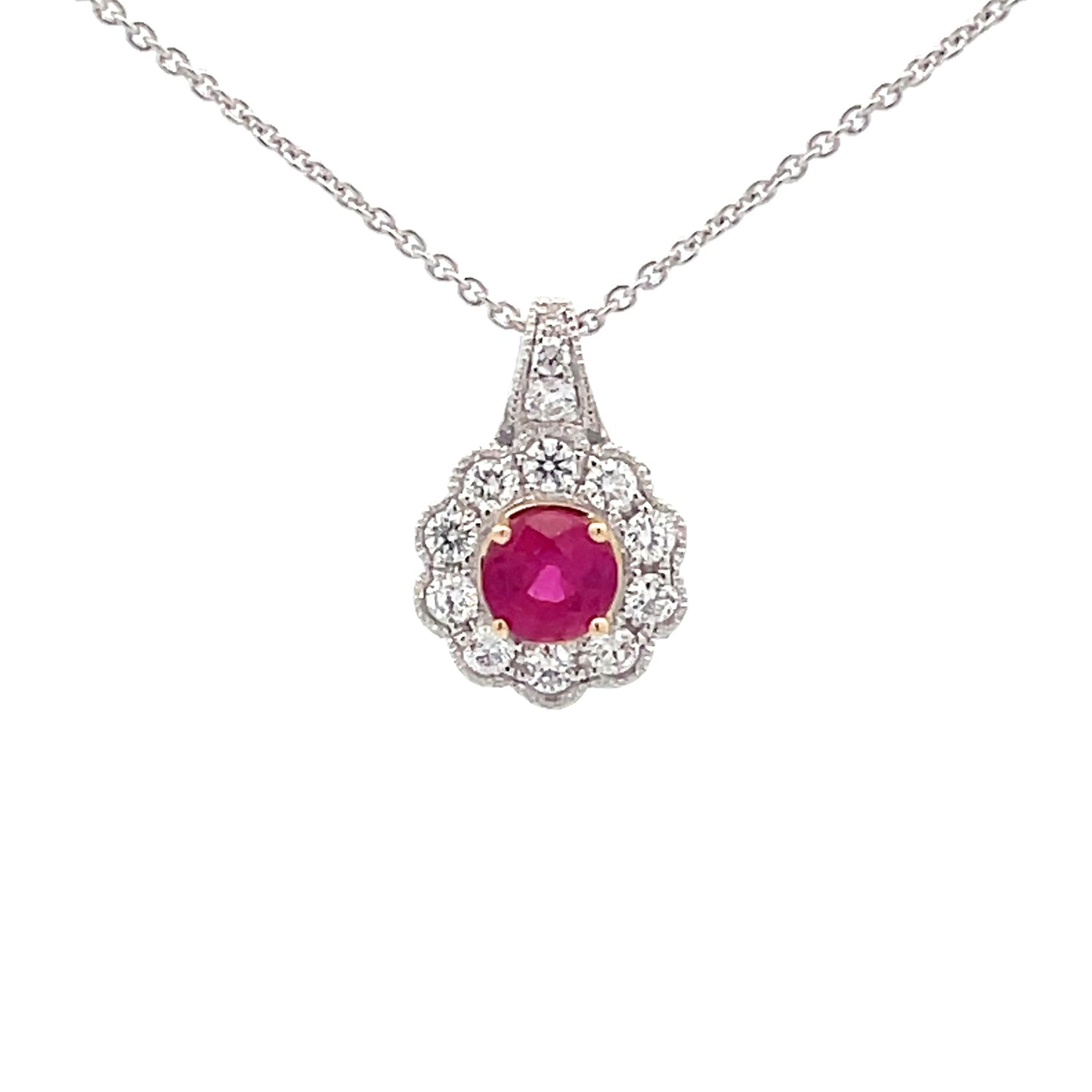 Ruby and Diamond Vintage Style Cluster Pendant  Gardiner Brothers   