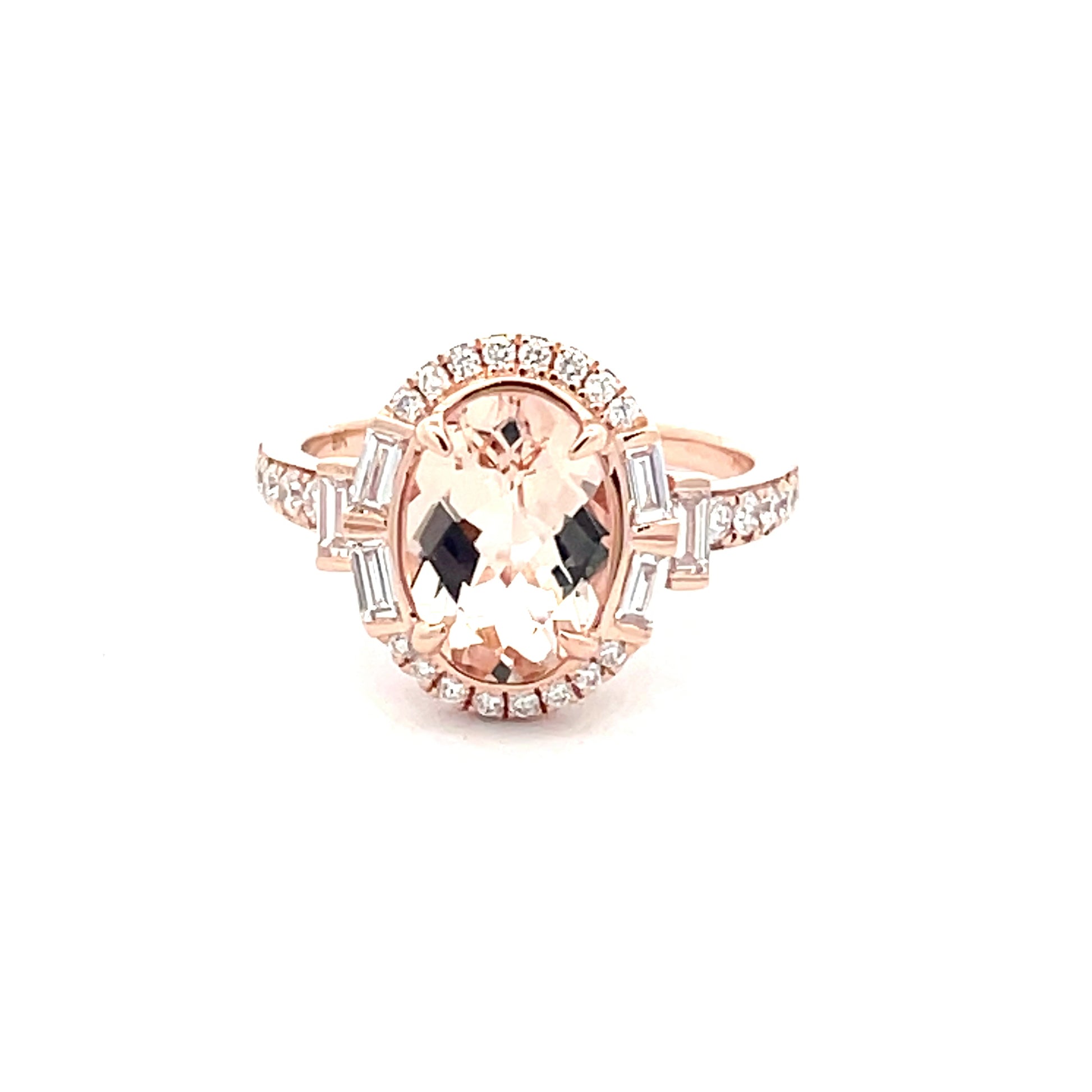 Morganite and Diamond Halo Cluster Style Ring  Gardiner Brothers   