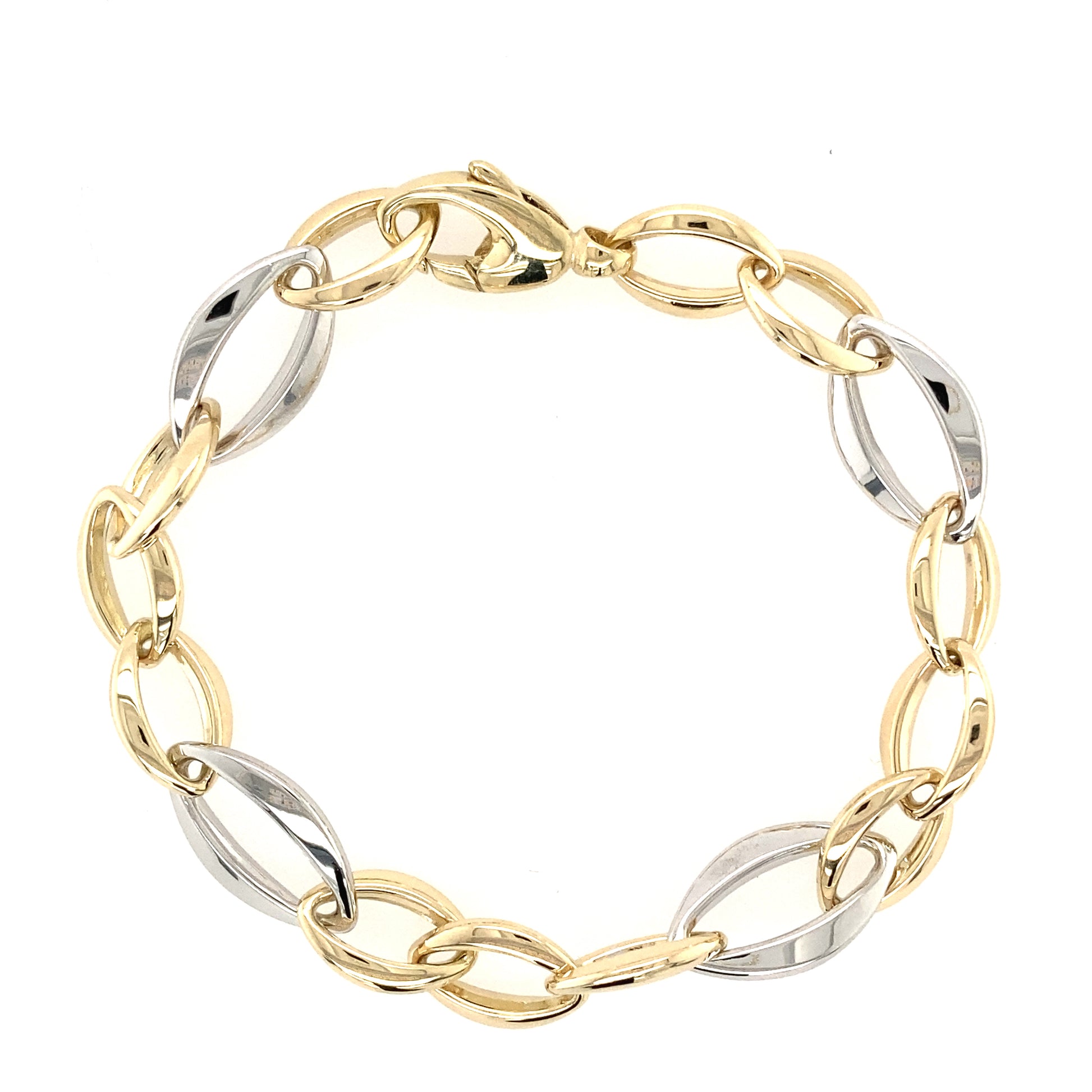 Yellow and White Gold Apex Oval Bracelet  Gardiner Brothers   