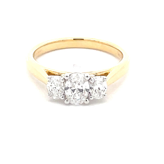 OVAL SHAPED DIAMOND 3 STONE RING - 0.90CTS  Gardiner Brothers   
