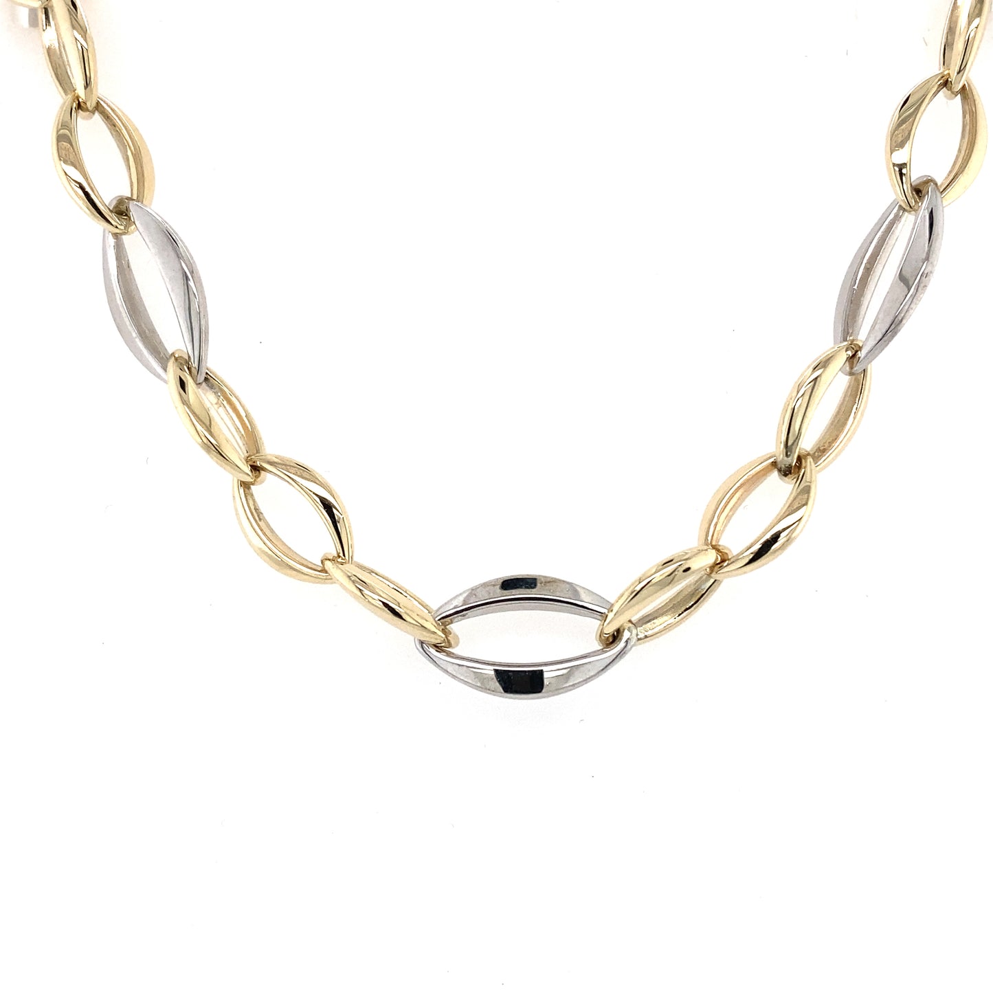Yellow and White Gold Apex Oval Link Necklet  Gardiner Brothers   