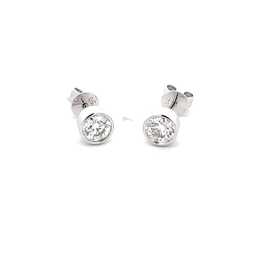 Round Brilliant Cut Diamond Rub-over Style Solitaire Earrings - 0.60cts  Gardiner Brothers   