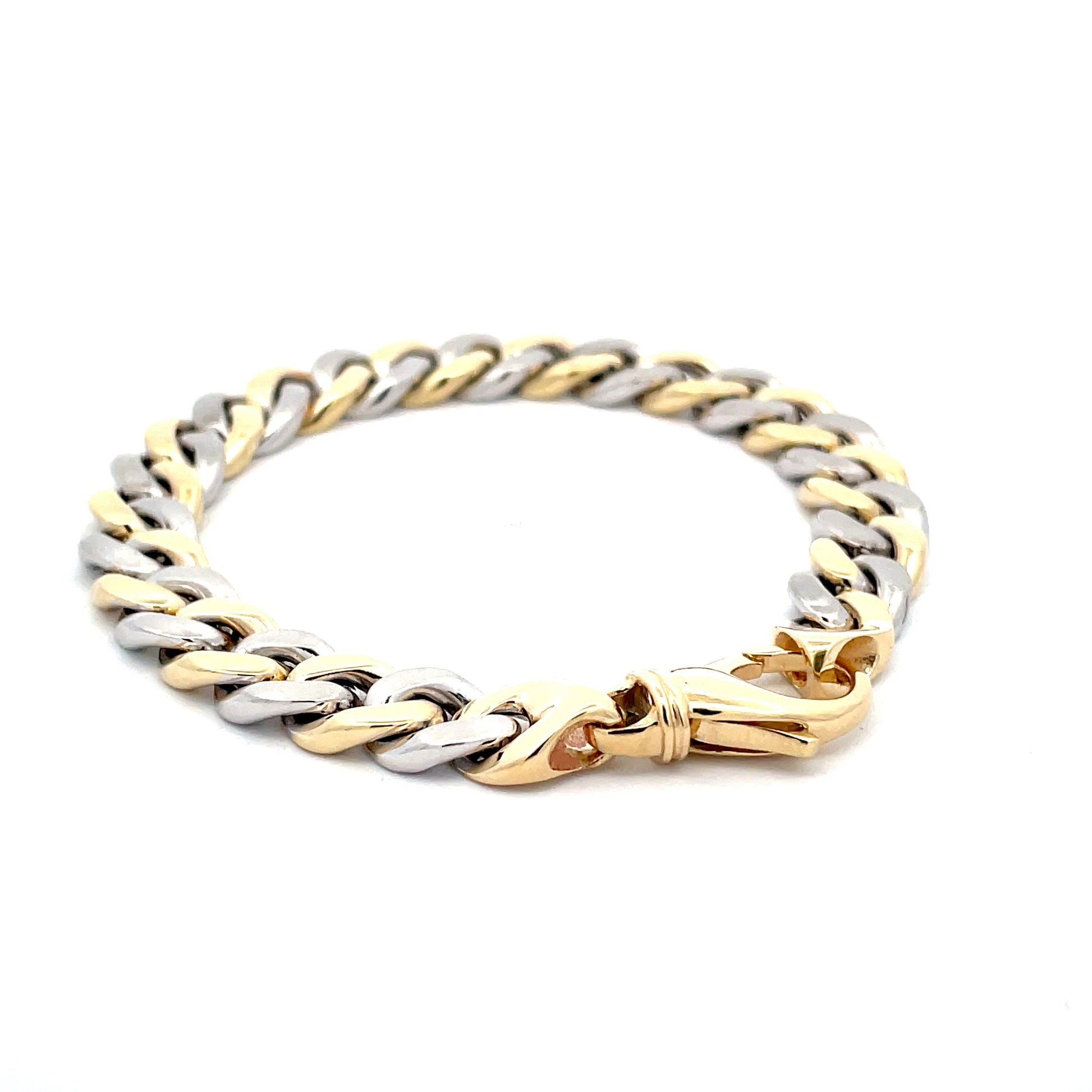 Yellow and White Gold Solid Flat Curb Bracelet  Gardiner Brothers   