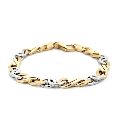 Yellow and White Gold Solid Fancy Curb Bracelet  Gardiner Brothers   