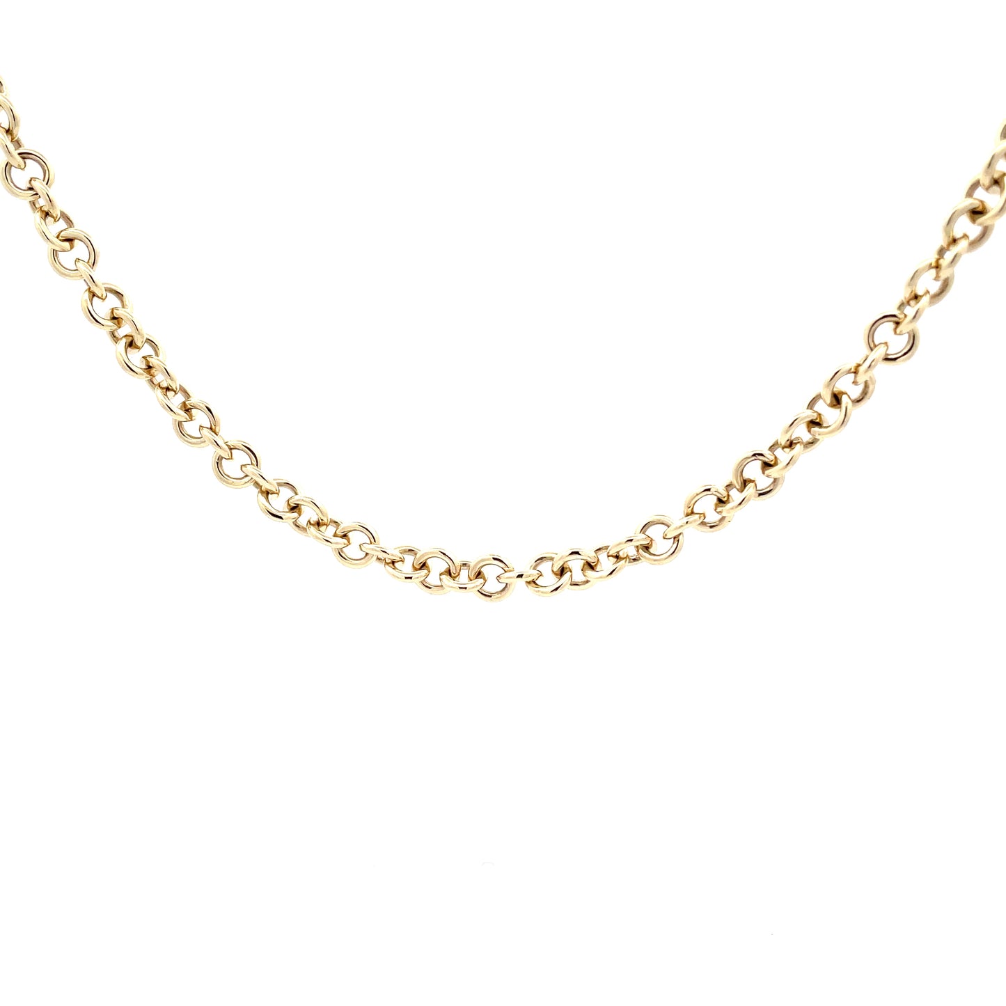 9ct yellow Gold Solid Round Link Necklet  Gardiner Brothers   