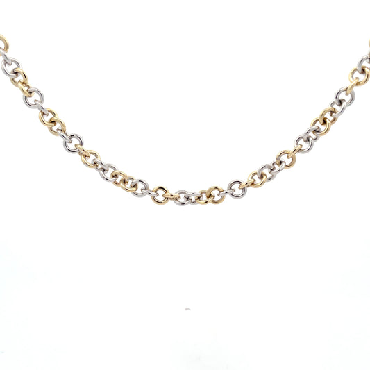 YELLOW and white GOLD SOLID ROUND LINK NECKLET  Gardiner Brothers   