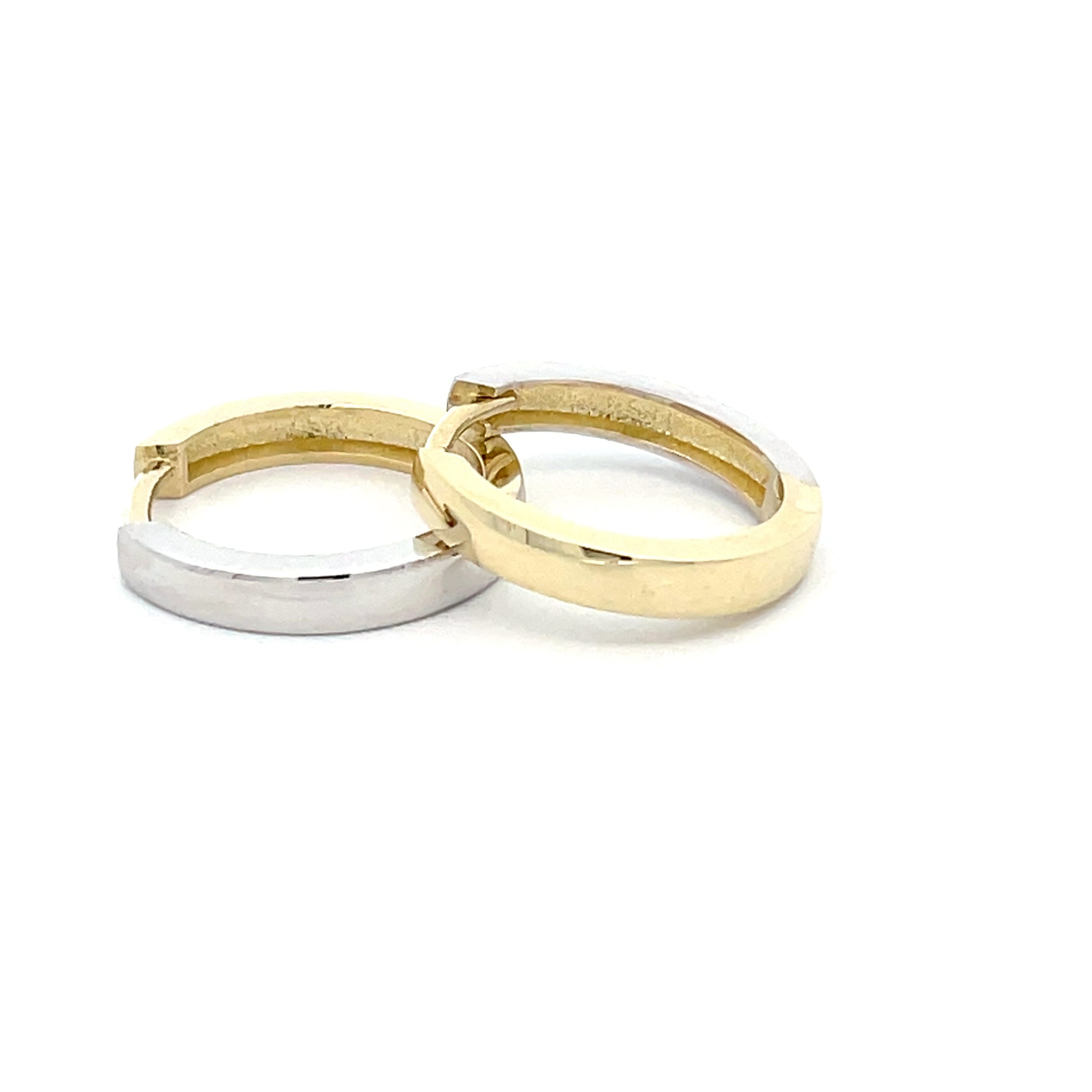 Yellow and white Gold reversible hoop earrings  Gardiner Brothers   