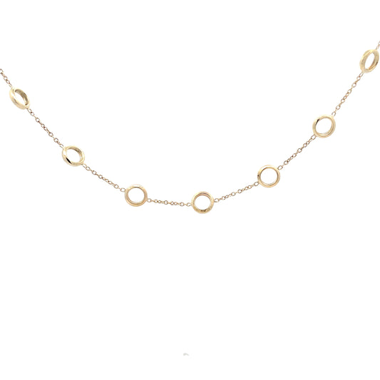 Yellow Gold Circles Station Necklet  Gardiner Brothers   
