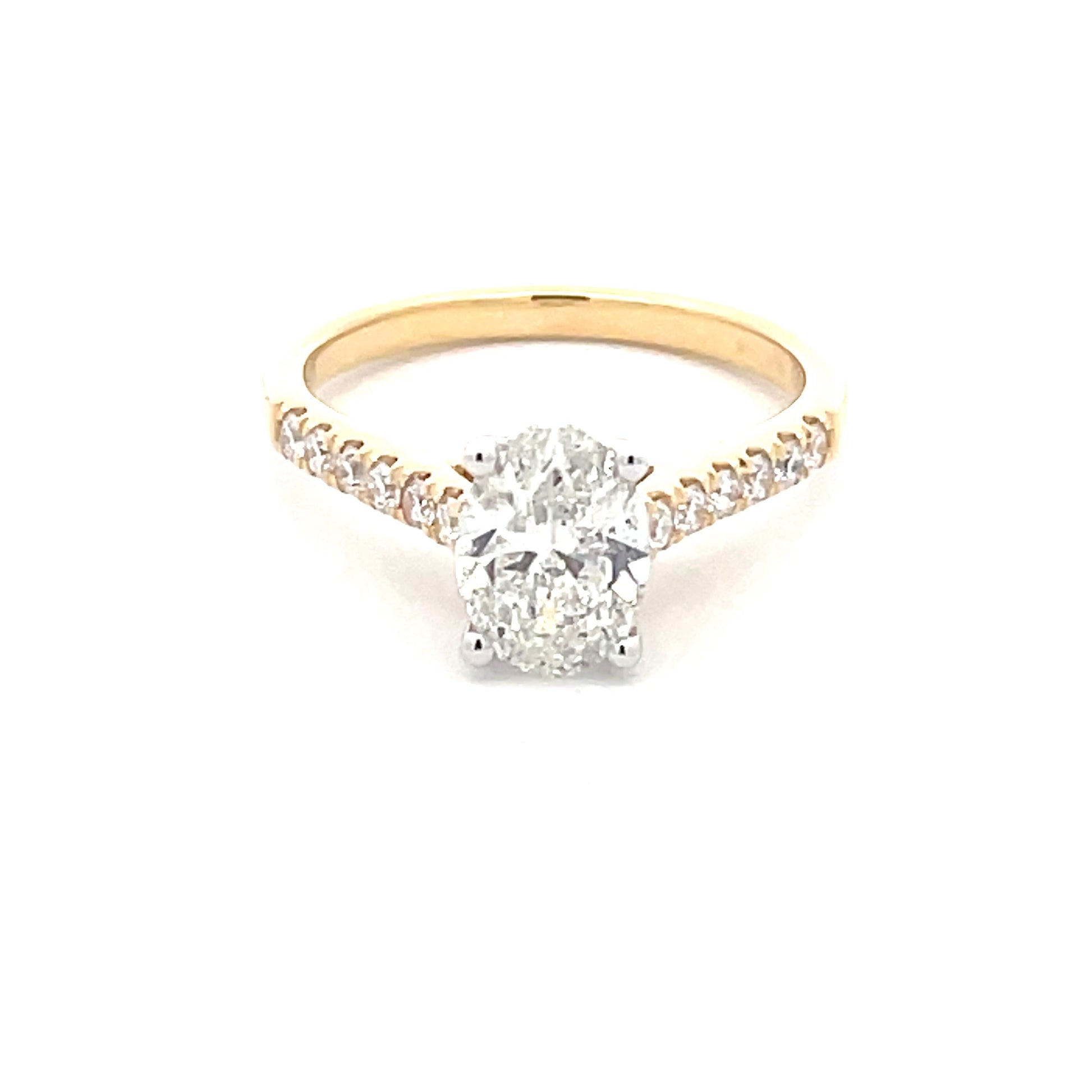 Oval Shaped Diamond Solitaire ring with diamond set shoulders - 1.45cts  Gardiner Brothers   