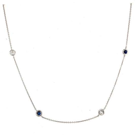White Gold Sapphire and Diamond Yard of Diamond Style Necklet  Gardiner Brothers   